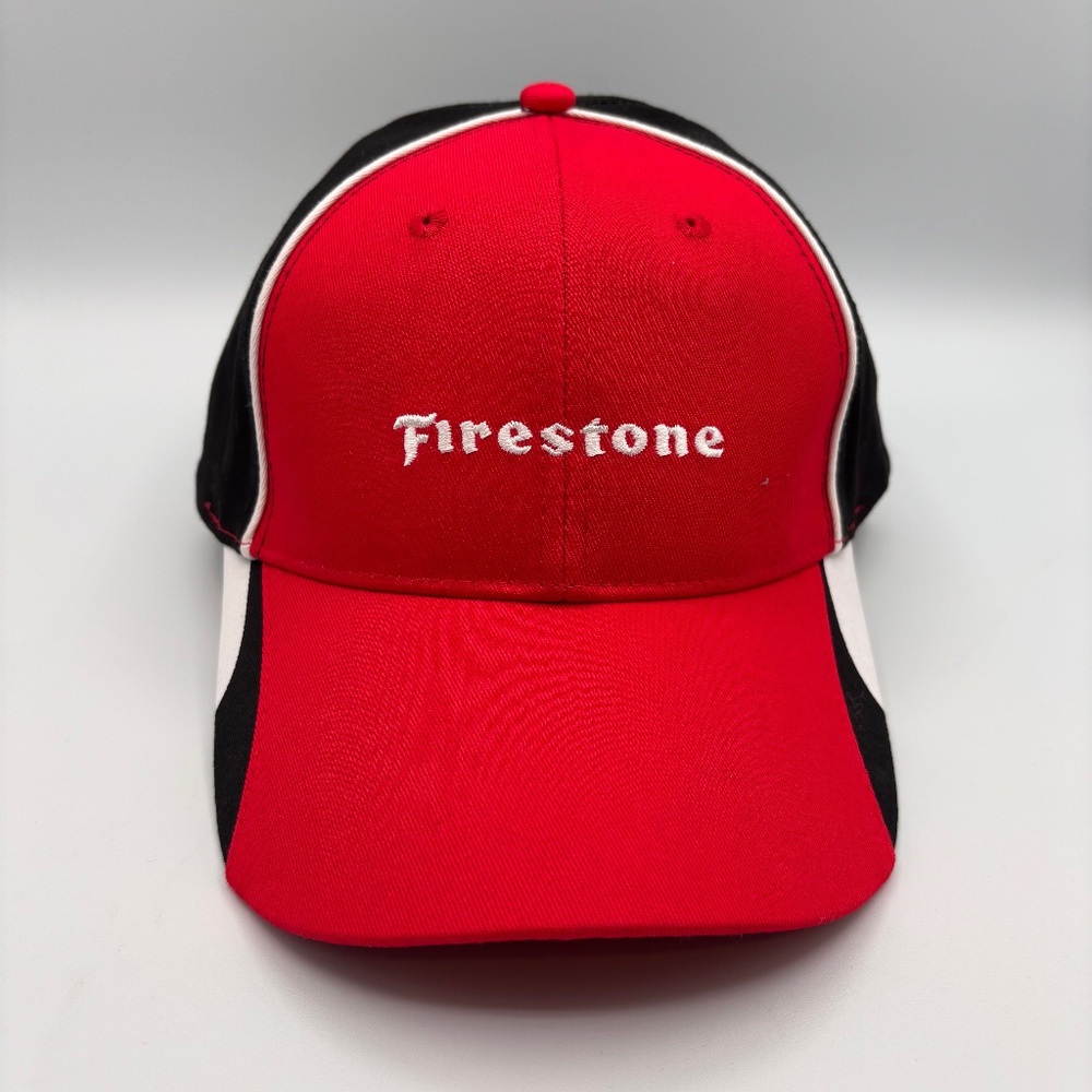 Firestone Tires Auto Care Cars Red/Black/White Colorblock Racing Logo Hat